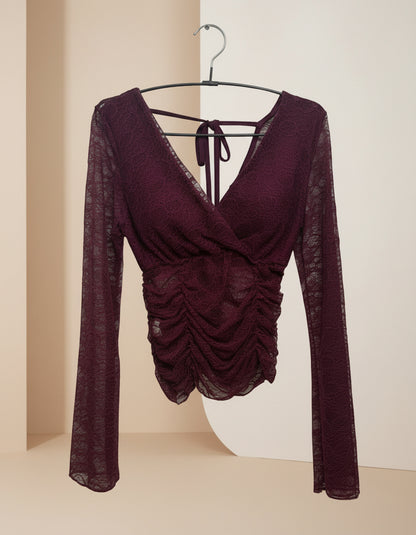 Maglia in pizzo maniche a campana