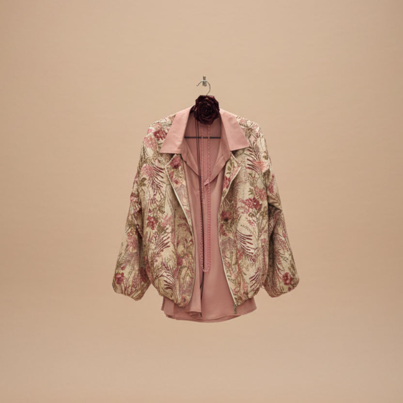 Bomber floreale in viscosa con zip