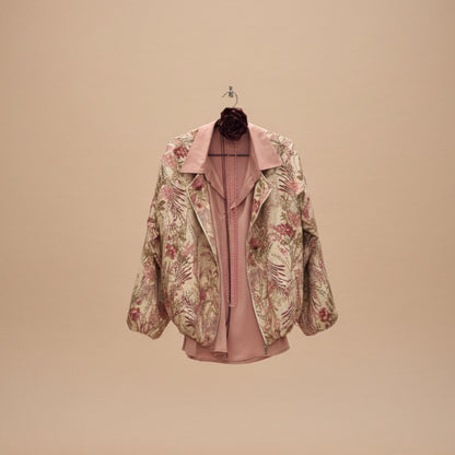 Bomber floreale in viscosa con zip