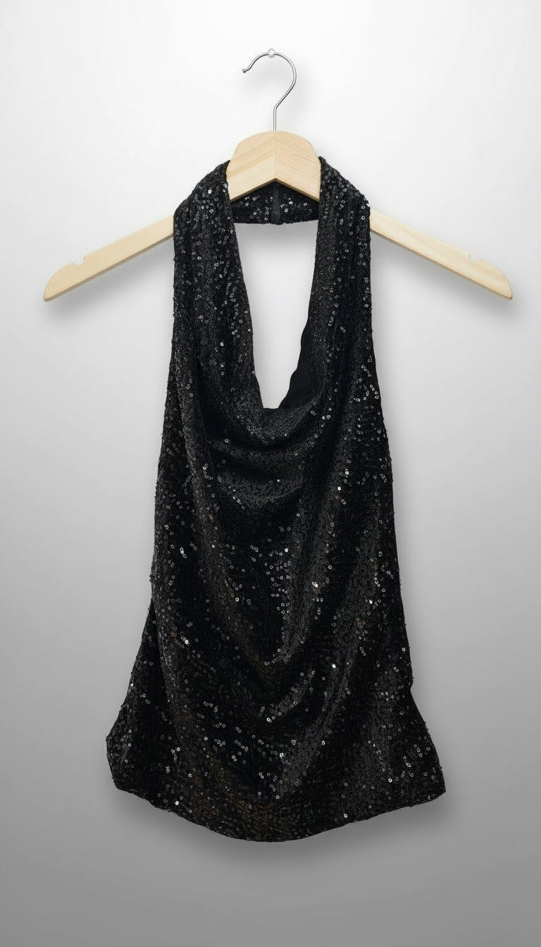 Top in velluto con paillettes