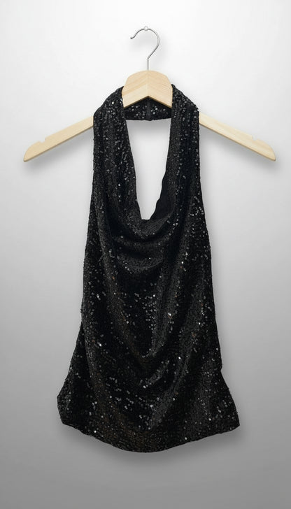 Top in velluto con paillettes