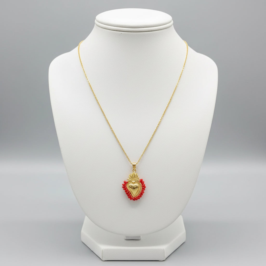Collana cuore sacro con perline