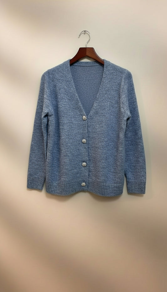 Cardigan con bottoni in strass