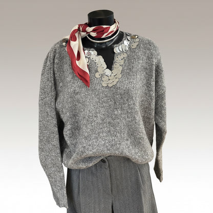Maglione collo a V con paillettes