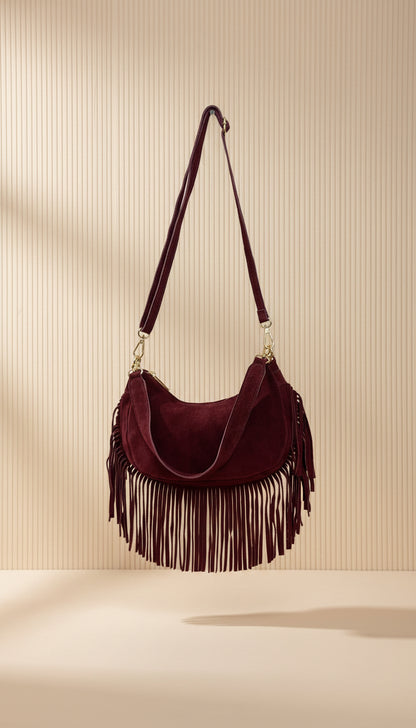 Bag vera pelle con frange