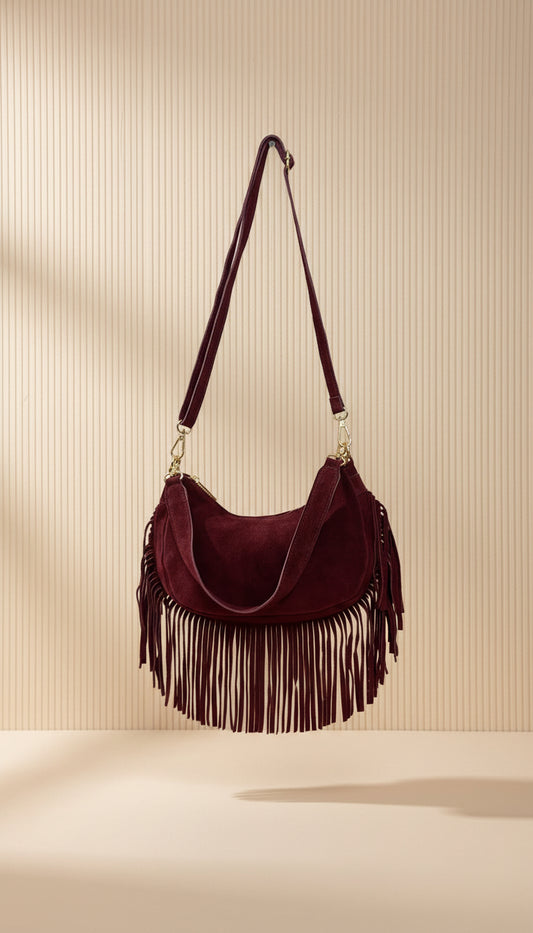 Bag vera pelle con frange