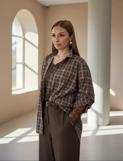 Camicia in cotone con pizzo