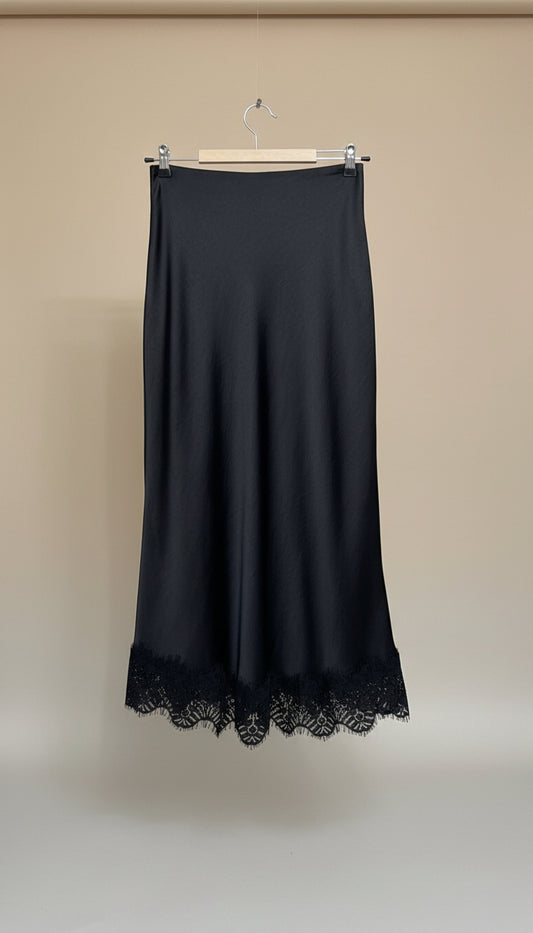 Gonna raso profili in pizzo