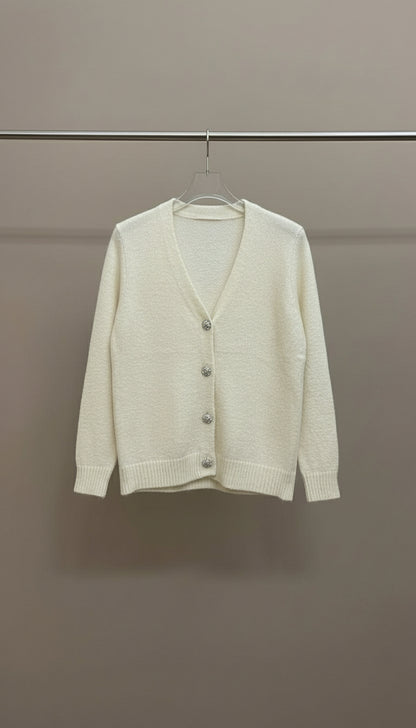 Cardigan con bottoni in strass