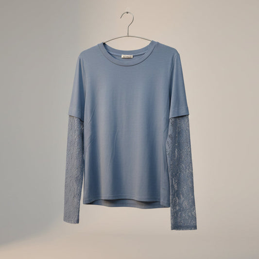 T-shirt con maniche in pizzo