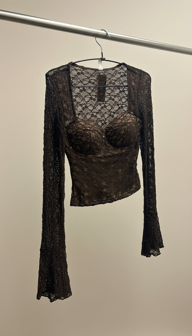 Top in pizzo manica a campana