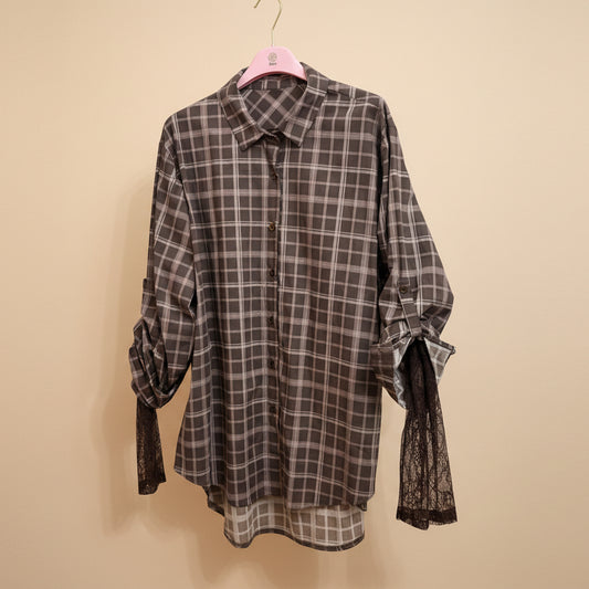 Camicia in cotone con pizzo