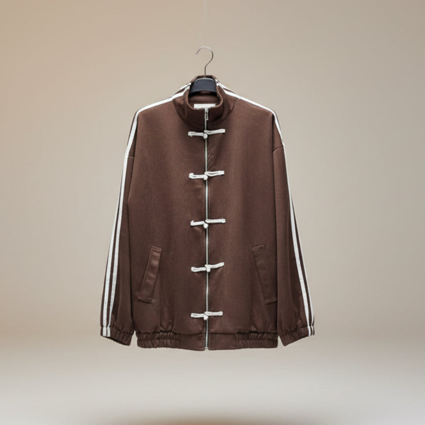 Bomber eco renna con alamari a contrasto