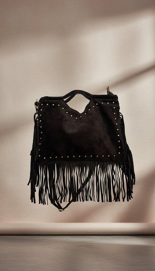 Borsa vera pelle con frange