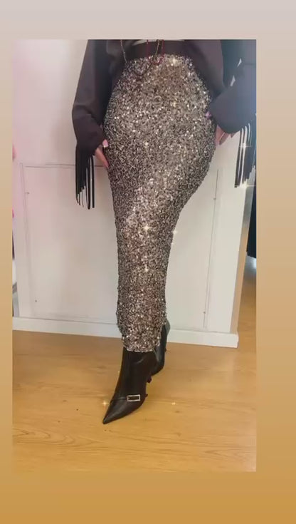 Gonna in paillettes elasticizzata